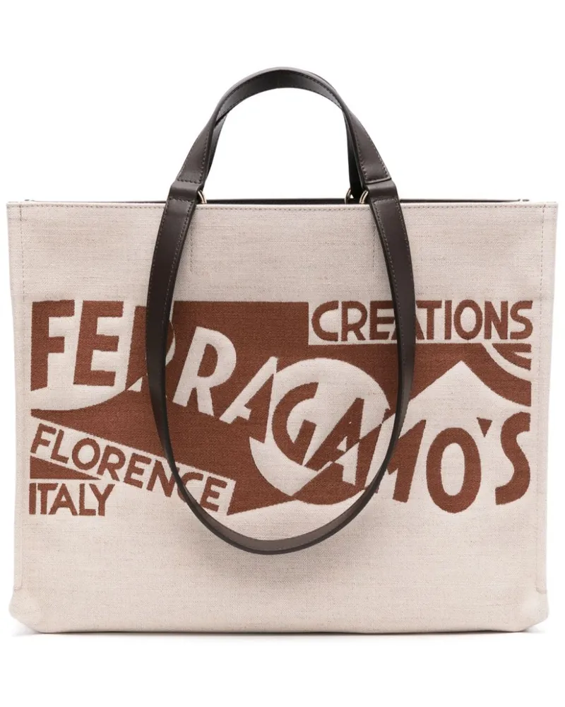 Ferragamo Shopper aus Canvas - Nude Nude