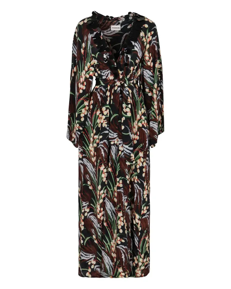 P.A.R.O.S.H. Kreppkleid mit Print - Schwarz Schwarz