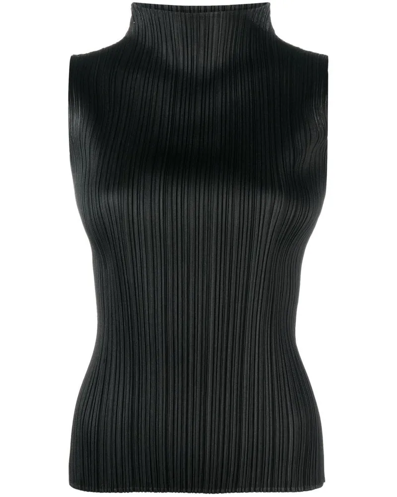 Issey Miyake Plissiertes Top Schwarz