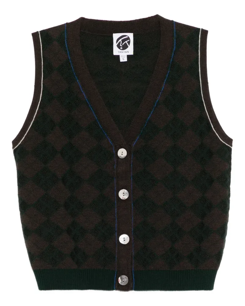 YANYAN KNITS argyle-print vest - Braun Braun
