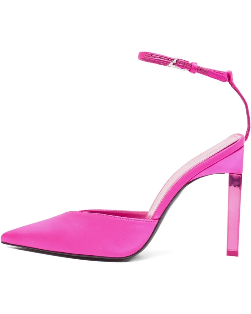 ATTICO Spitze Pumps aus Satin mit Knöchelriemen 120mm - Rosa Rosa