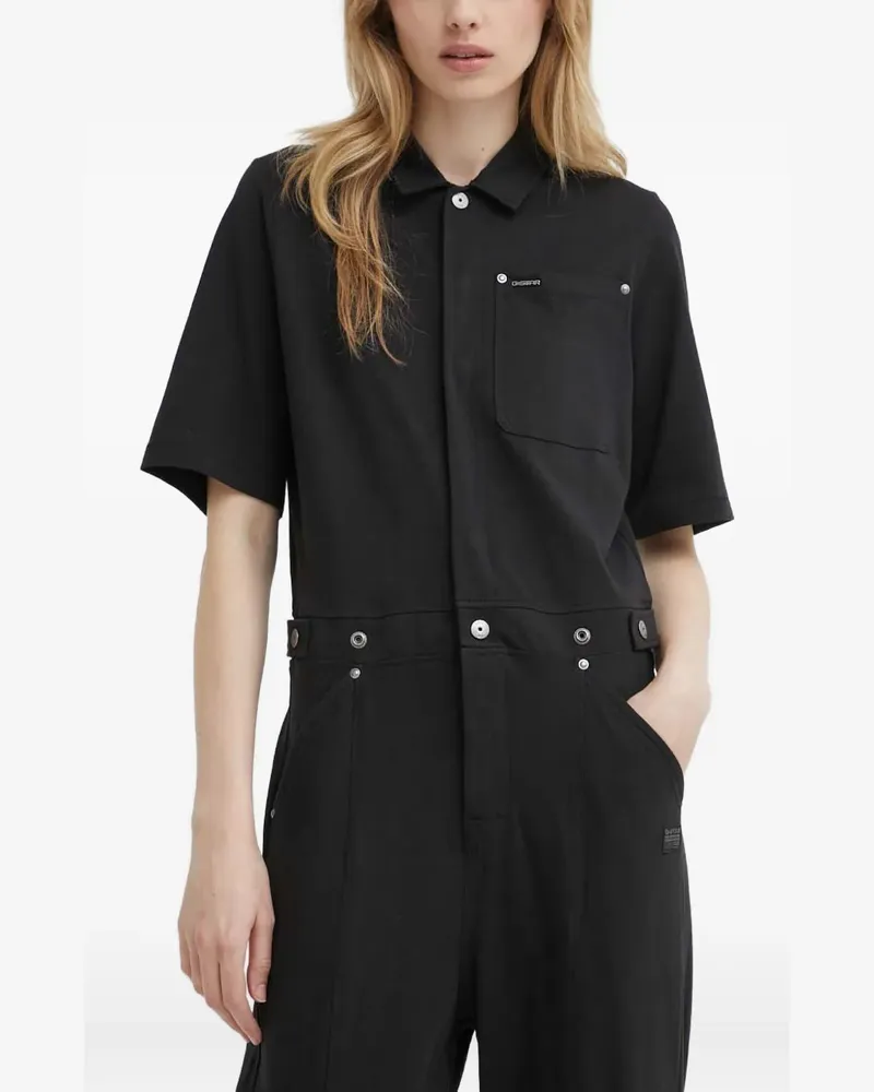 G-STAR RAW Kurzärmeliger Jumpsuit mit Knöpfen - Schwarz Schwarz