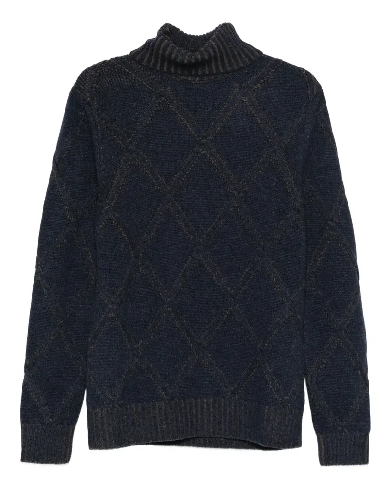 BARBA Rollkragenpullover mit Argyle-Muster - Blau Blau