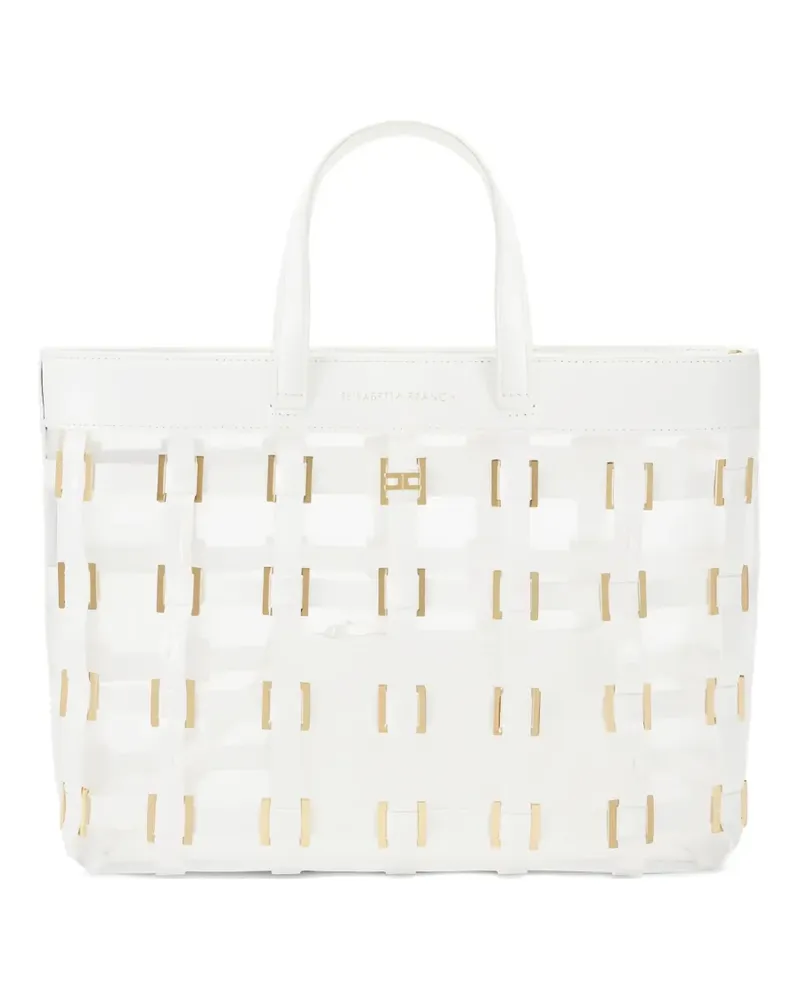 Elisabetta Franchi Mesh-Tote Bag mit Ringdetail - Weiß Weiß