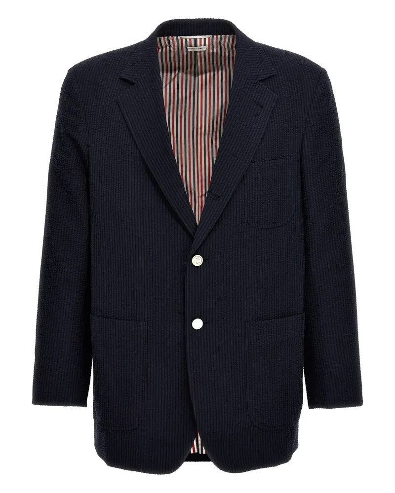 Thom Browne Gestreifter Seersucker-Blazer - Blau Blau