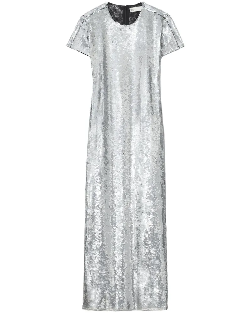 Tory Burch T-Shirtkleid mit Pailletten - Silber Silber