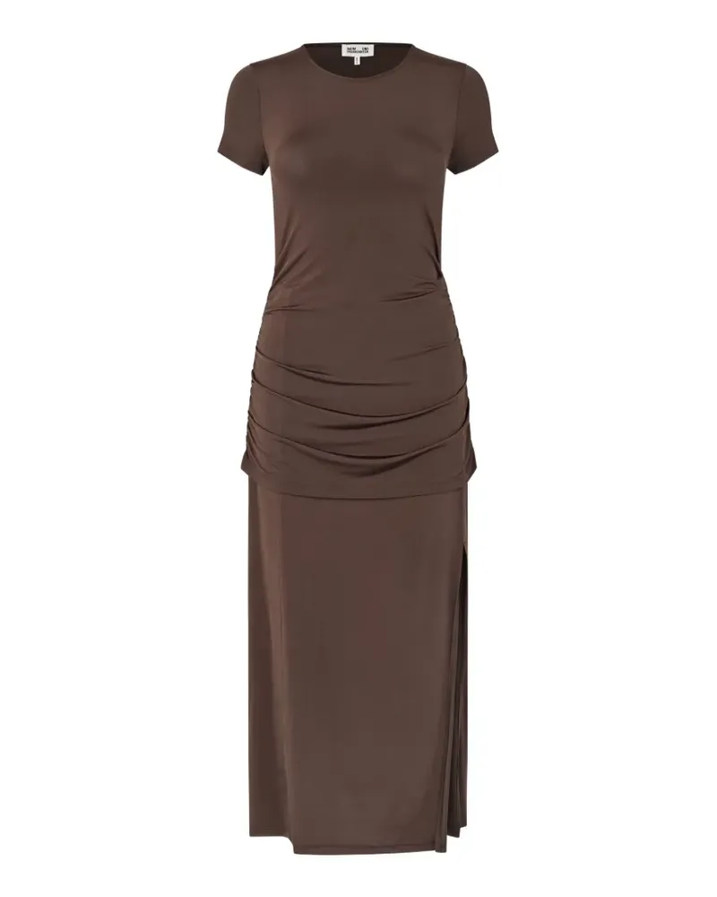 Baum und Pferdgarten Julle ruched side-slit midi dress - Braun Braun