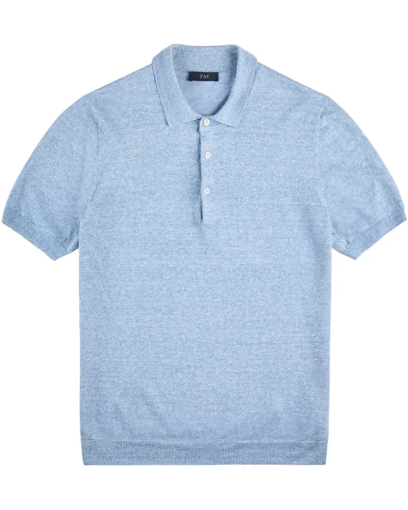 Fay Gestricktes Poloshirt - Blau Blau
