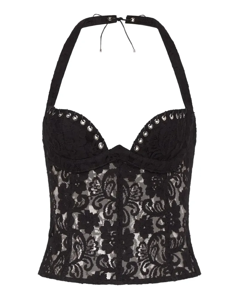 Ludovic de Saint Sernin Lilo eyelet-embellished lace top - Schwarz Schwarz