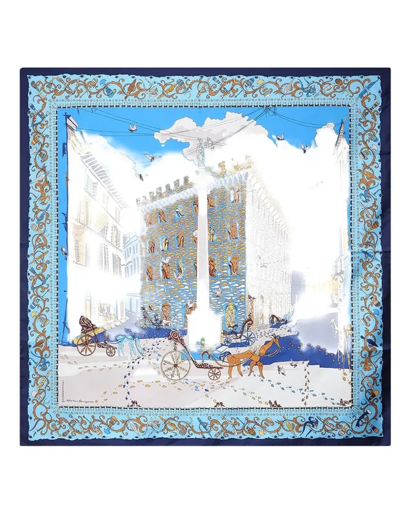 Ferragamo Palazzo Spini Feroni graphic-print silk scarf - Blau Blau