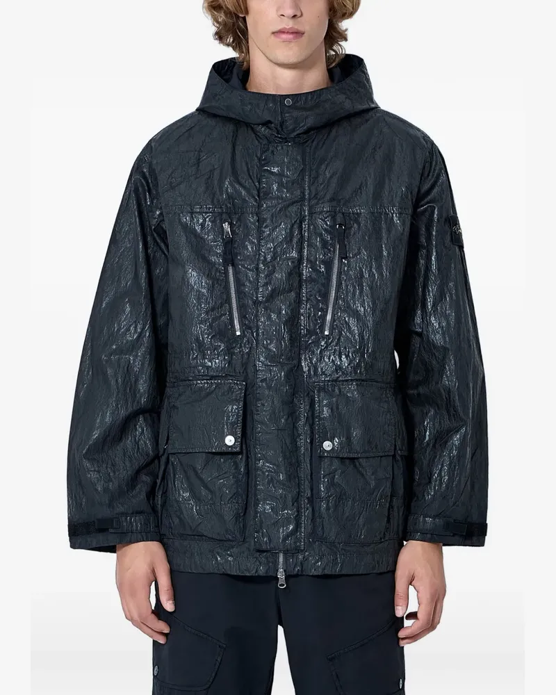 Stone Island hooded zip-up jacket - Schwarz Schwarz