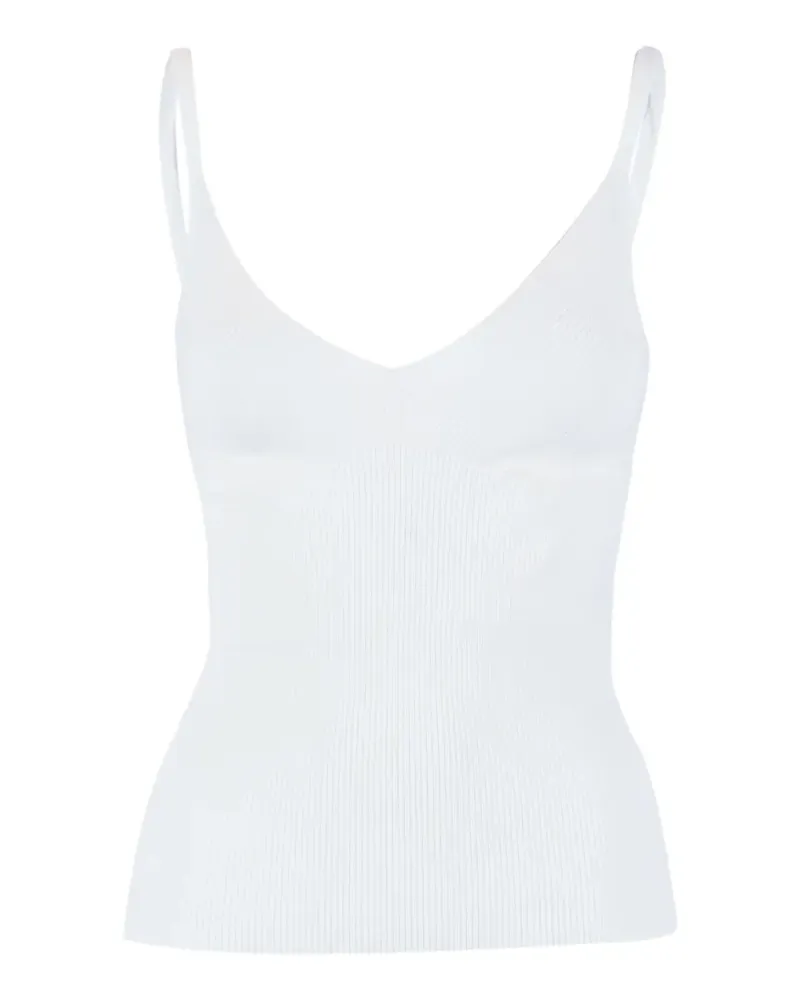 P.A.R.O.S.H. P.A.R.O H. Fein geripptes Tanktop mit V-Ausschnitt - Weiß Weiß