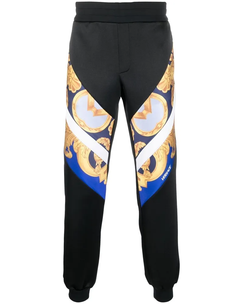 Versace Jogginghose mit Barocco 660-Print - Schwarz Schwarz