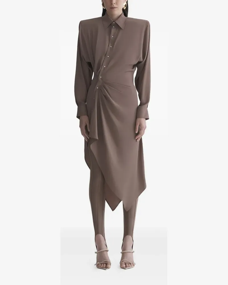 Thierry Mugler Asymmetrisches Hemdkleid - Braun Braun