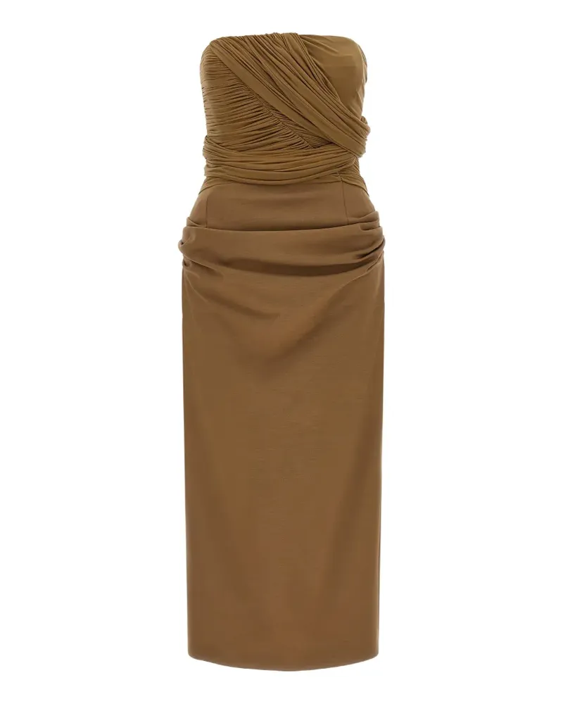 Magda Butrym draped strapless midi dress - Braun Braun