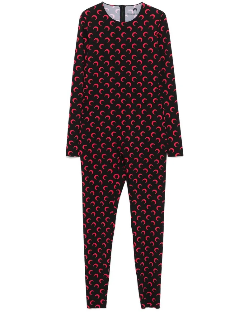 Marine Serre Jumpsuit mit Mond-Print - Schwarz Schwarz