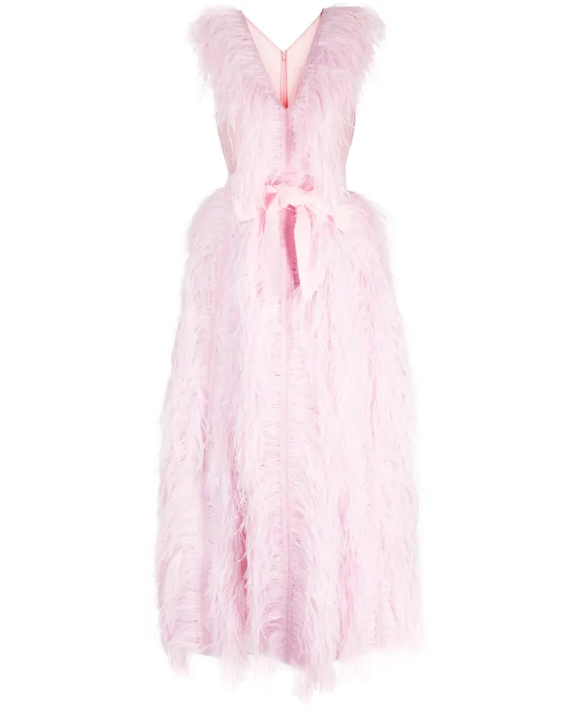 Huishan Zhang Abendkleid mit Federbesatz - Rosa Rosa