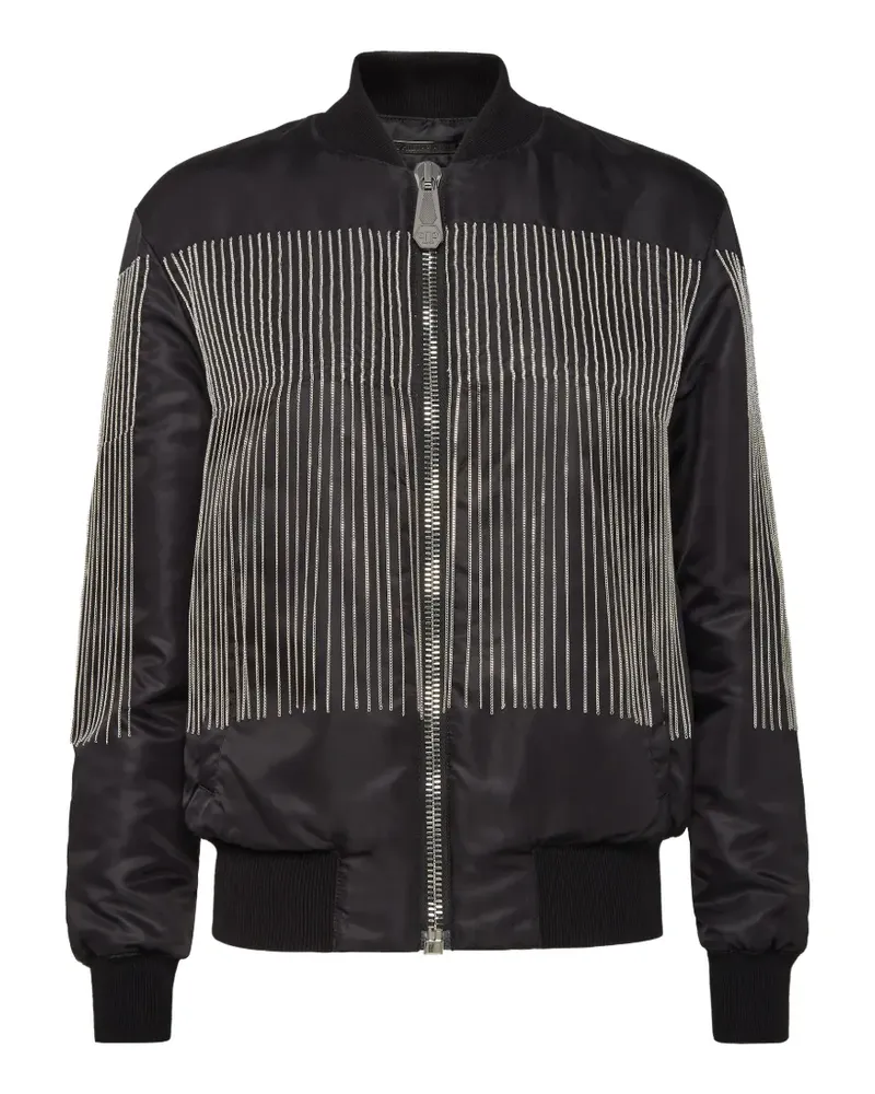 Philipp Plein fringed bomber jacket - Schwarz Schwarz