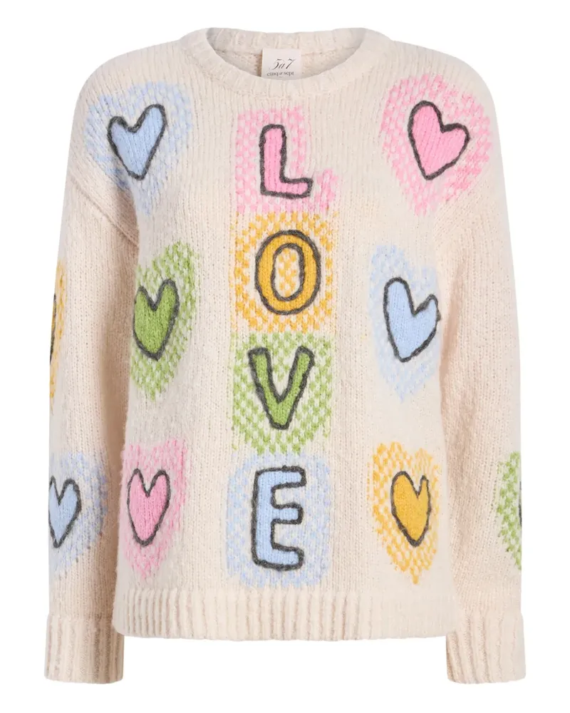 Cinq à Sept Chunky Heart Love Pullover - Nude Nude