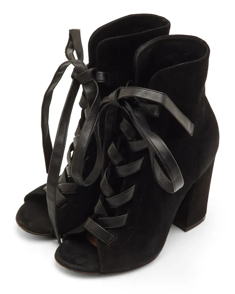 Gianvito Rossi lace-up open-toe ankle boots - Schwarz Schwarz