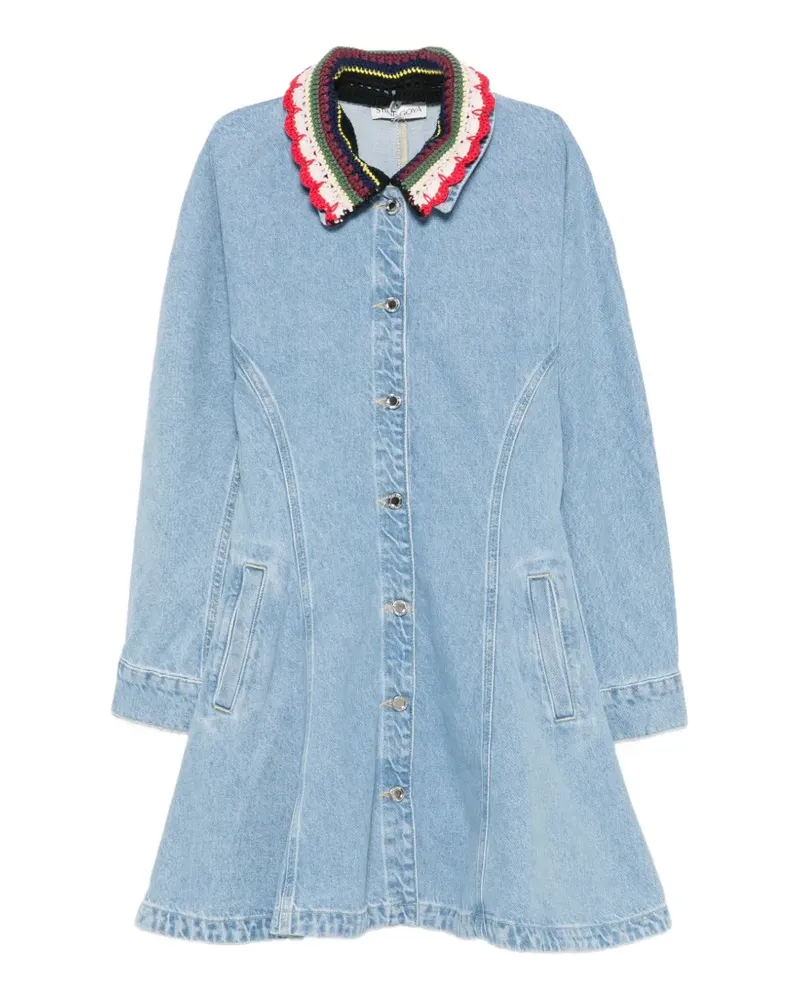 Stine Goya crochet-collar button-up mini dress - Blau Blau