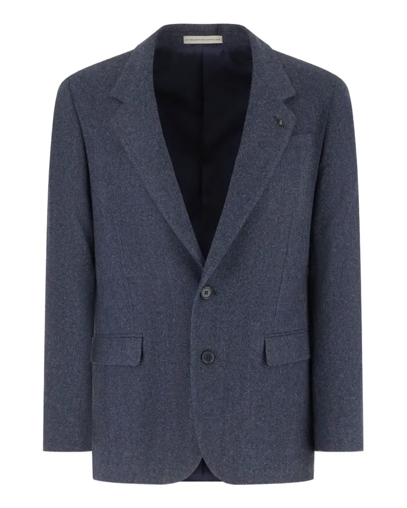Corneliani herringbone-pattern single-breasted blazer - Blau Blau