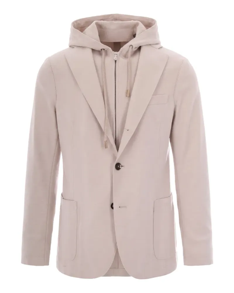 Eleventy hooded single-breasted layered jacket - Nude Nude