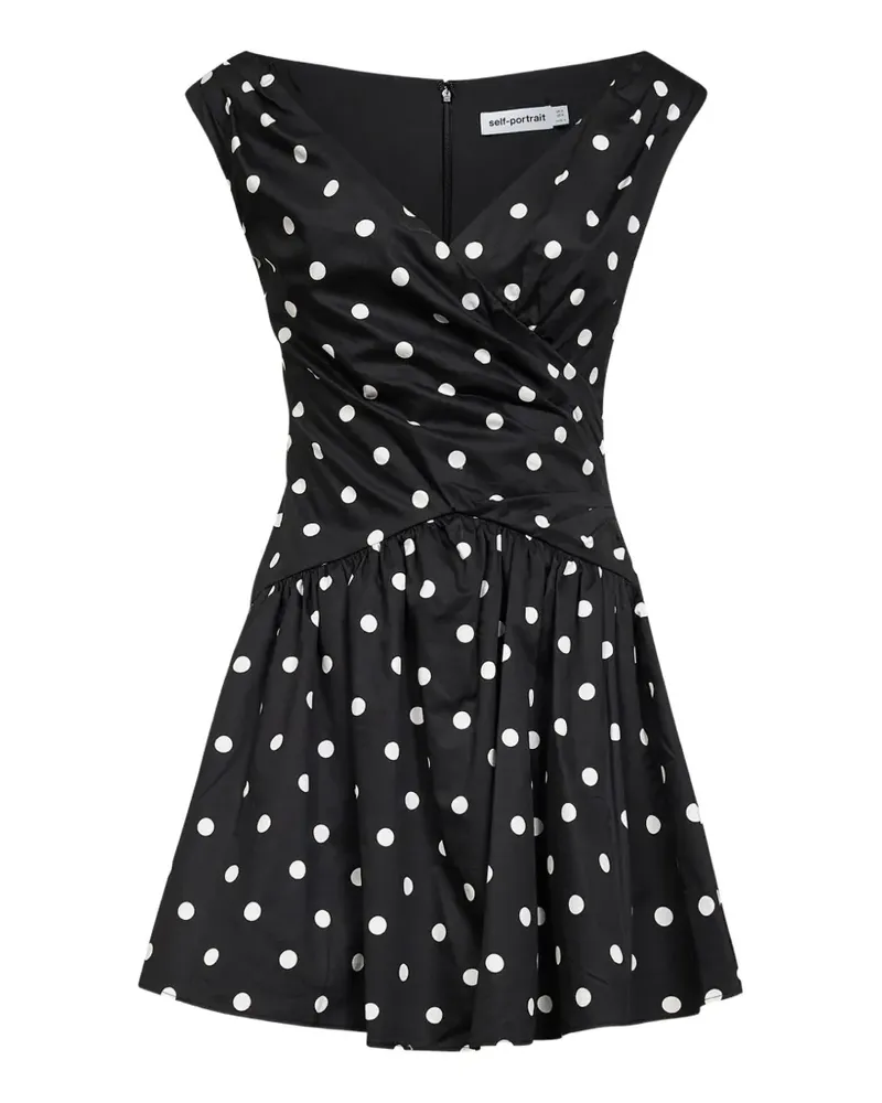 Self-Portrait polka-dot midi dress - Schwarz Schwarz