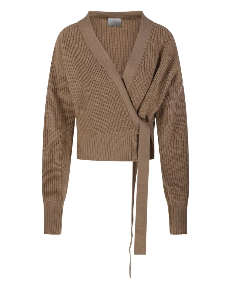 ALLUDE Gerippter Cardigan im Wickelstil - Braun Braun