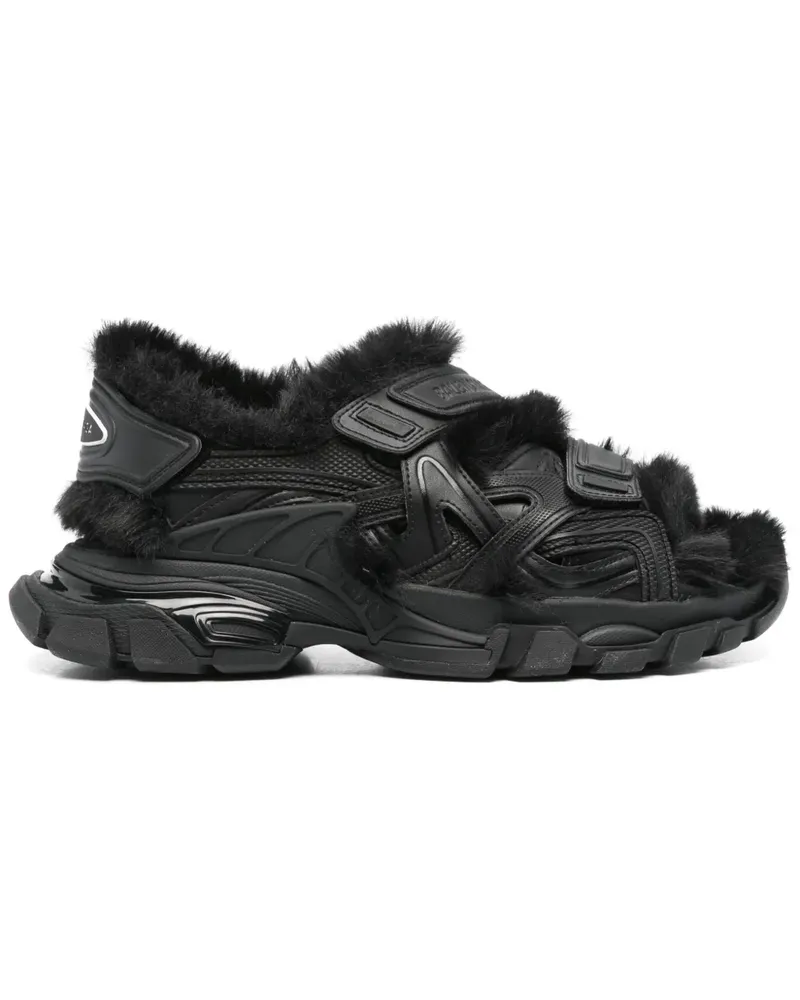 Balenciaga Sandalen mit Faux Fur - Schwarz Schwarz