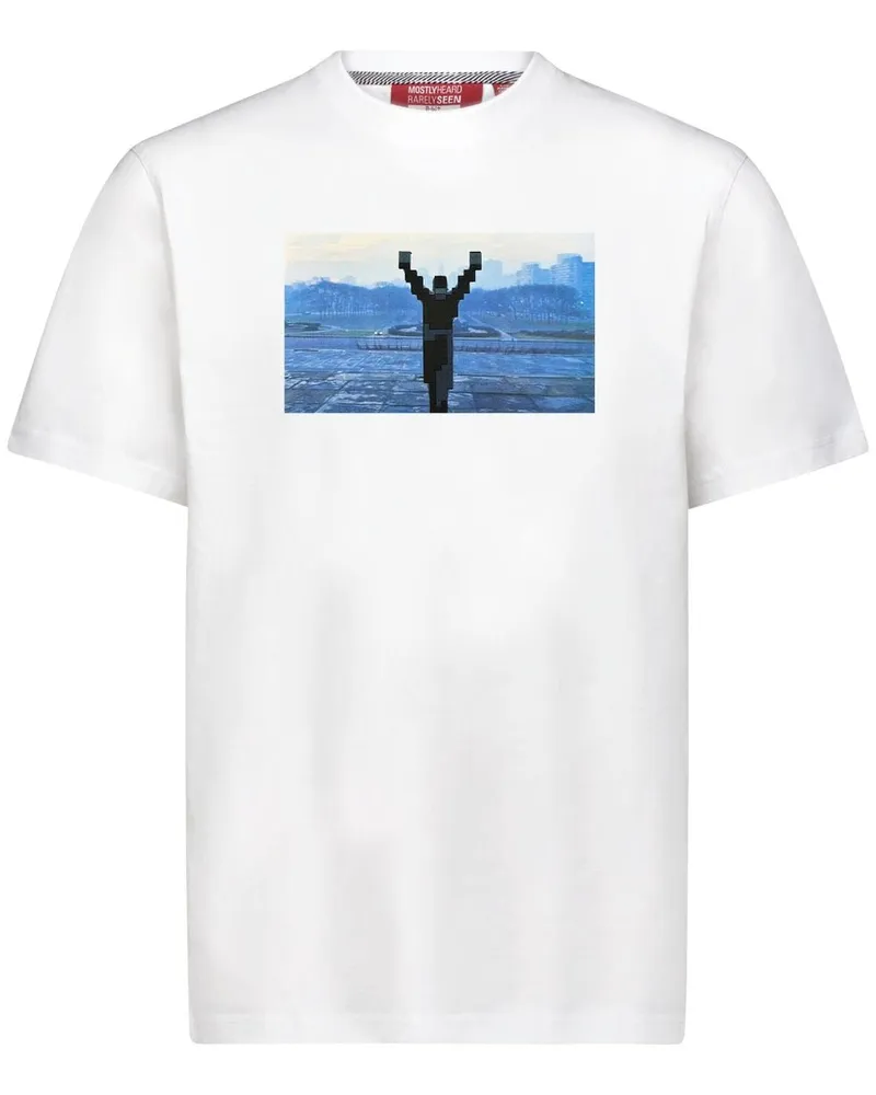 Mostly Heard Rarely Seen Victory T-Shirt mit 8-Bit-Applikation - Weiß Weiß