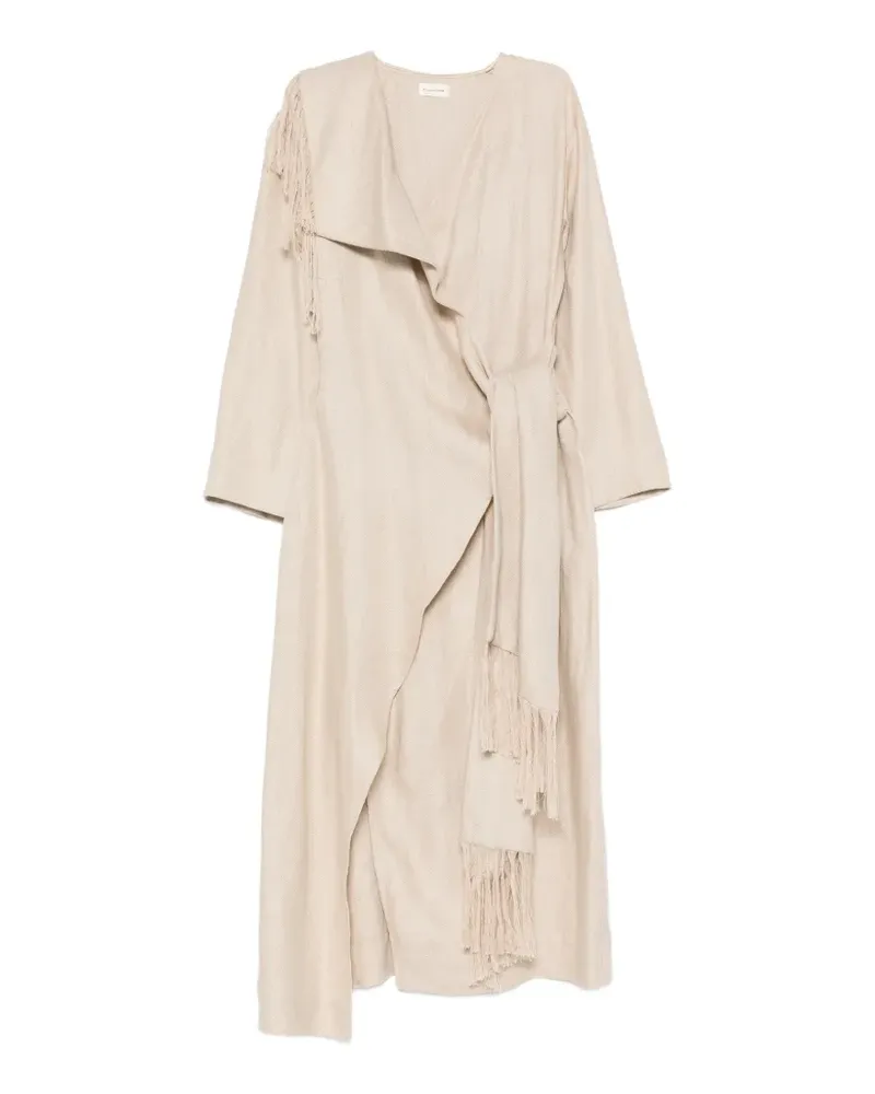 By Malene Birger Gewickeltes Hanassa Midikleid mit Fransen - Nude Nude