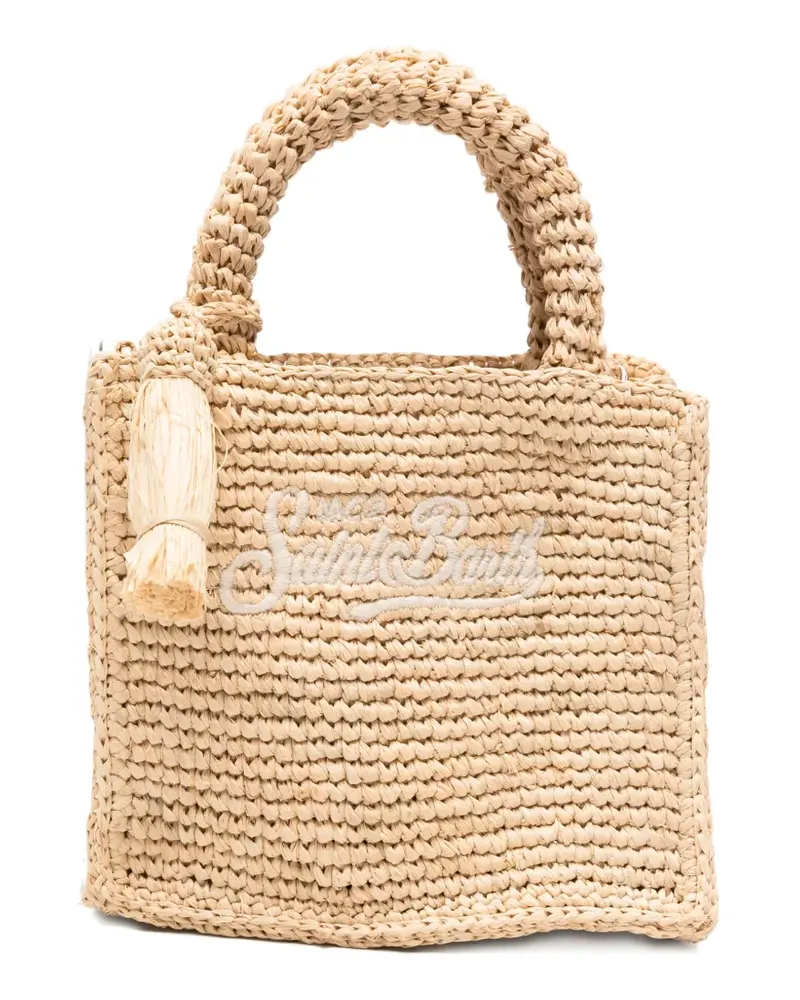MC2 Saint Barth embroidered raffia tote bag - Nude Nude