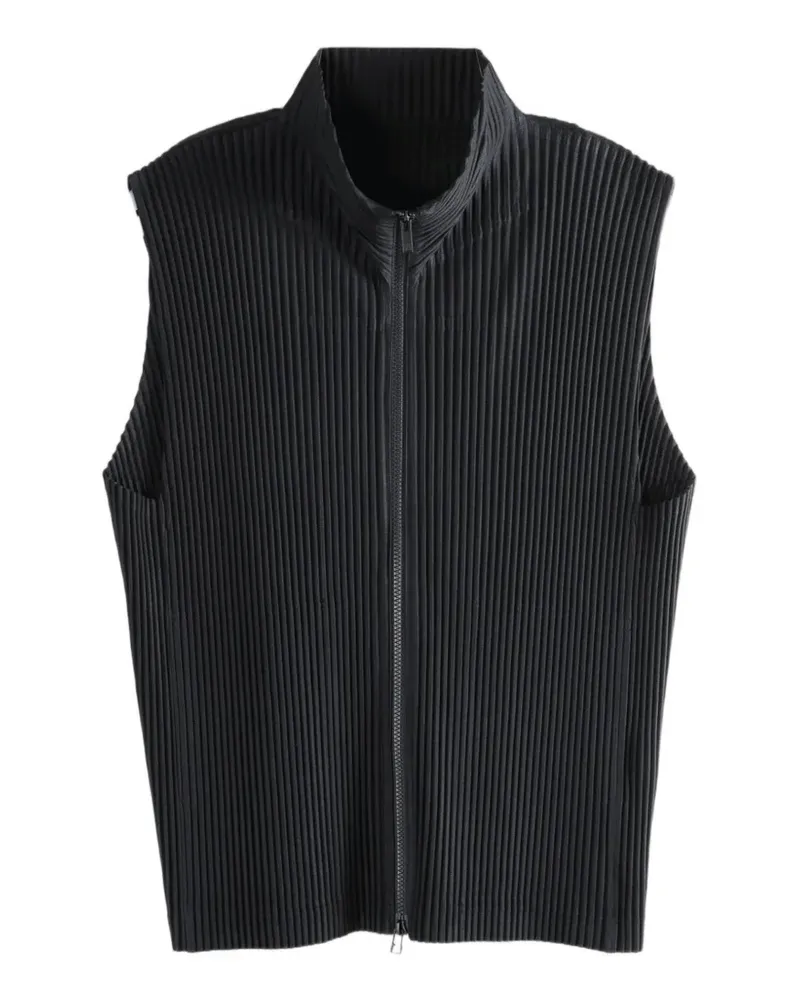 Issey Miyake Monthly Colors : April pleated zip-up T-shirt - Schwarz Schwarz