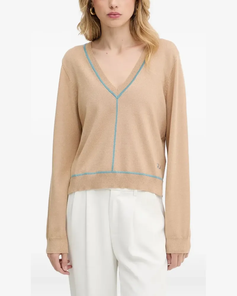 Karl Lagerfeld Pullover mit V-Ausschnitt - Nude Nude