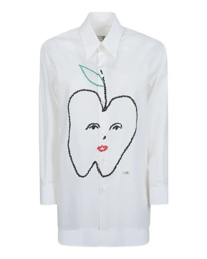 Maison Margiela apple-print long-sleeved shirt - Weiß Weiß