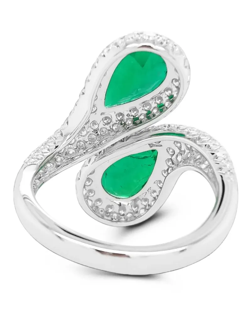 HYT Jewelry emerald and diamond Toi et Moi ring - Silber Silber