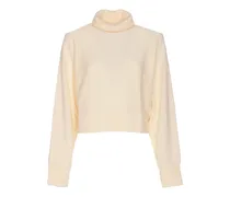 Stehkragen-Pullover mit Logo-Schild - Nude