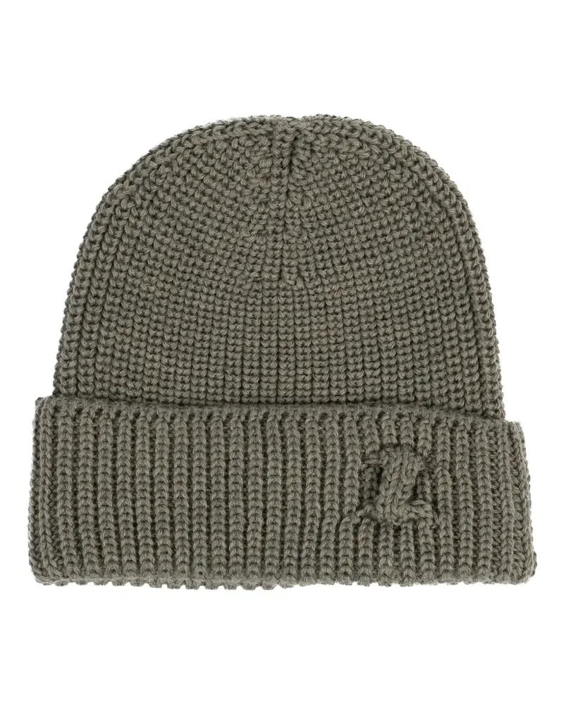 Hannes Roether ribbed logo beanie - Grau Grau