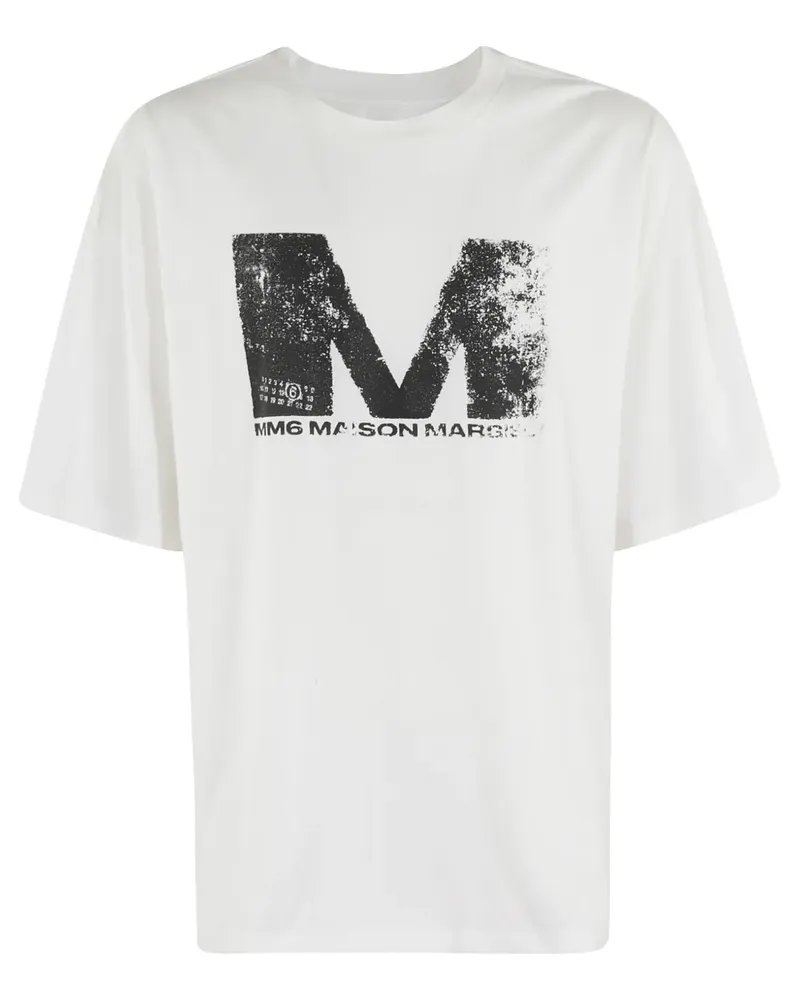 Maison Margiela T-Shirt mit Logo-Print - Weiß Weiß