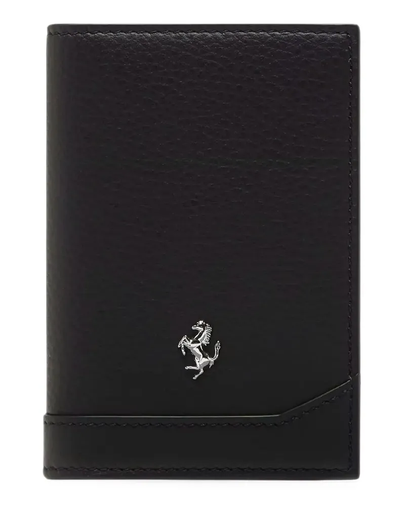 Ferrari logo-plaque leather cardholder - Schwarz Schwarz