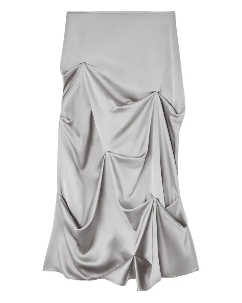 Ganni Drapierter Midirock mit asymmetrischem Saum - Grau Grau