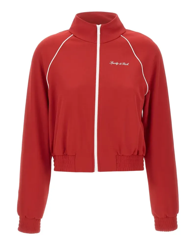 SPORTY & RICH logo-embroidered raglan-sleeve sweater - Rot Rot