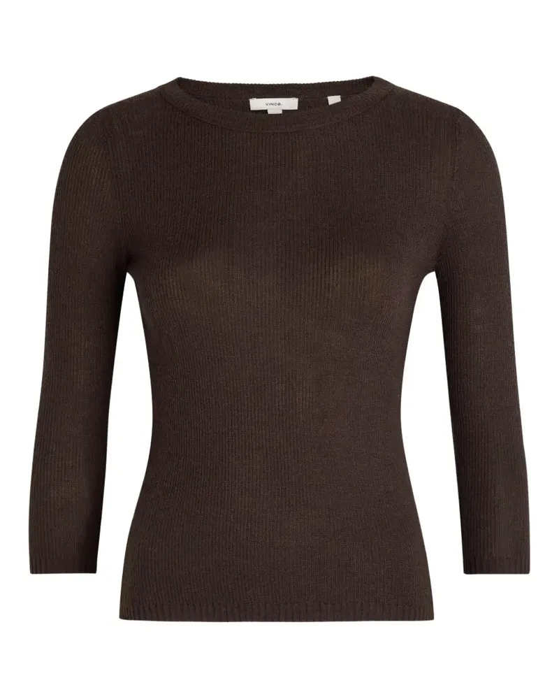 Vince Gerippter Pullover mit U-Boot-Ausschnitt - Braun Braun