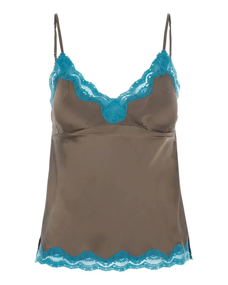 Gold Hawk Clothing Seidentop mit Spitzensaum - Braun Braun