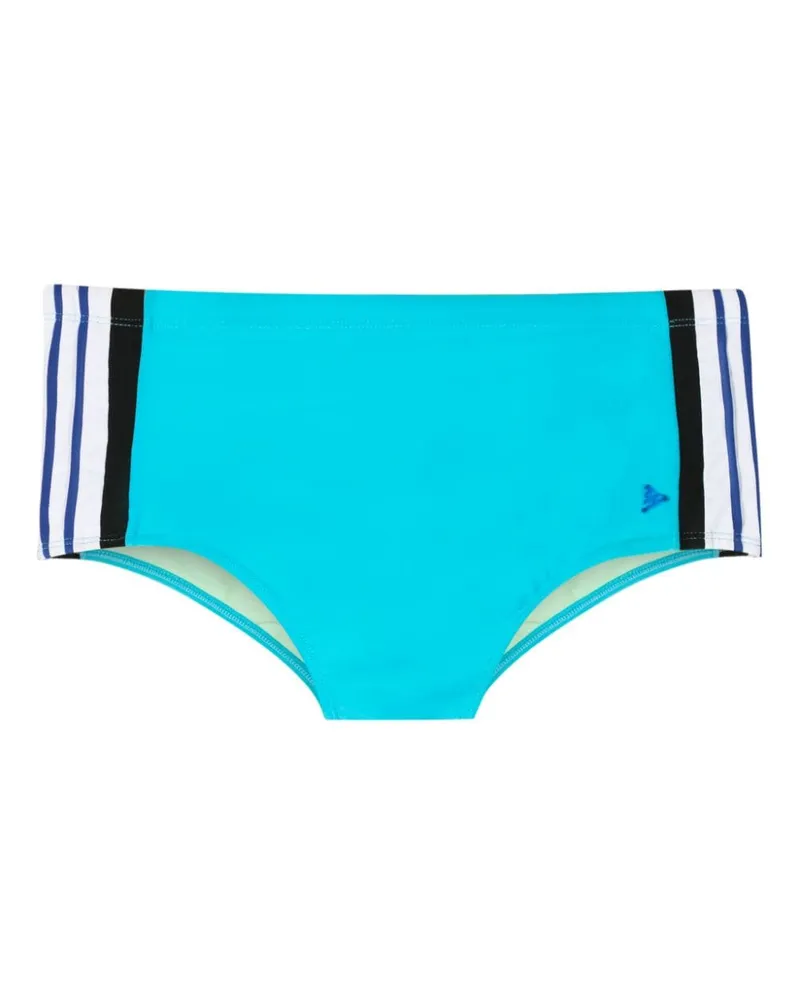 Amir Slama Gestreifte Badeshorts mit Logo-Applikation - Blau Blau