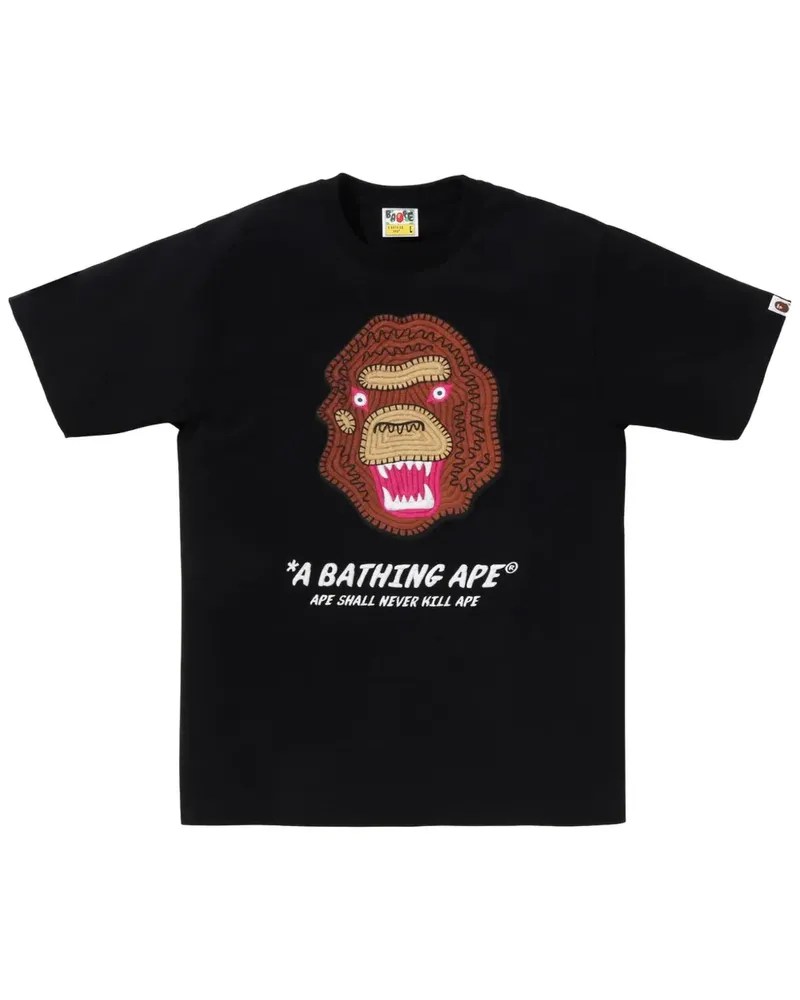 BAPE T-Shirt mit Logo-Stickerei - Schwarz Schwarz