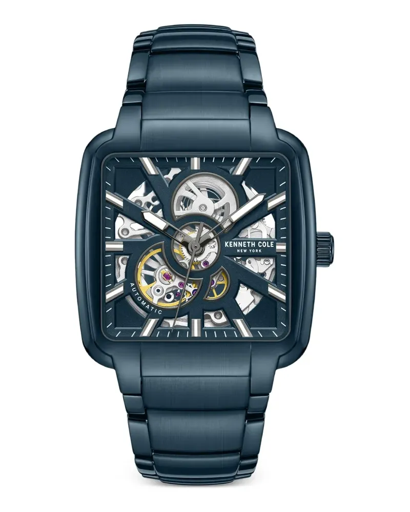 Kenneth Cole skeleton-dial square-face 40mm watch - Blau Blau