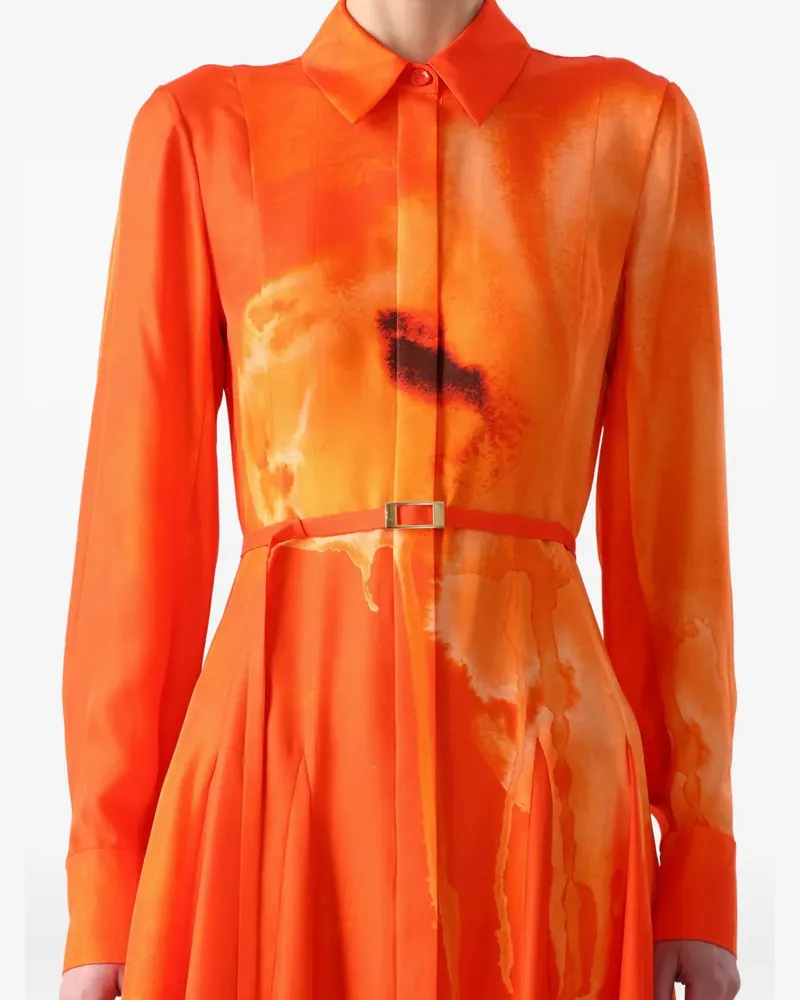 Jason Wu Midi-Hemdkleid mit Blumen-Print - Orange Orange