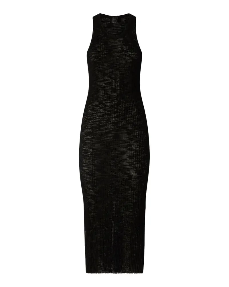 Pinko Geripptes Midikleid - Schwarz Schwarz